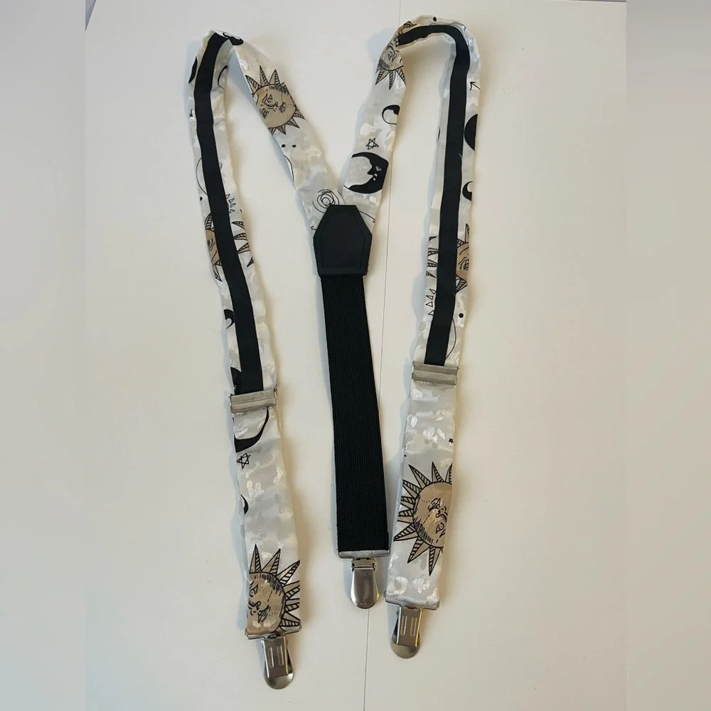 Celestial Sun Moon Stars Silk Suspenders